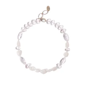 Moonstone and Clear Quartz Beaded Necklace