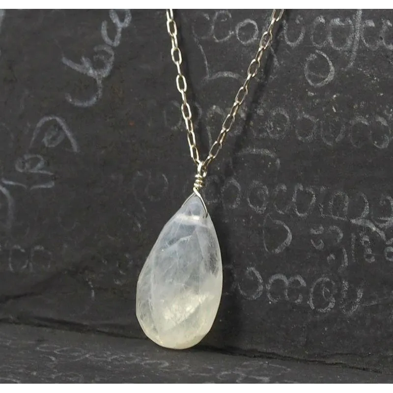 Moonstone Necklace On Sterling Silver Chain With Sterling Silver Spring Clasp 2