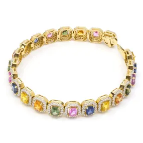 Multi-Colored Sapphire & Diamond Bracelet