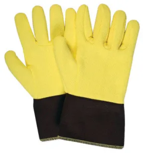 National Safety Apparel 12" Yellow 22 Ounce Kevlar Terrybest Terry Cloth Reversed Wool Lined Heat Resistant Gloves With FR Brown Duck Cuff