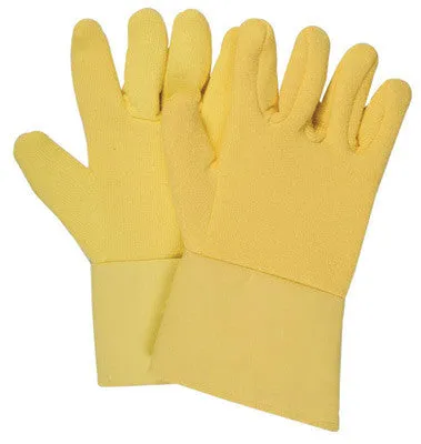 National Safety Apparel Jumbo 12" Yellow 22 Ounce Kevlar Terrybest Terry Cloth Reversed Wool Lined Heat Resistant Gloves With Kevlar Twill Cuff