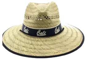 Natural and Neutral Hats Adult California Band Rush Straw Lifeguard Hat, "Cali", Bear