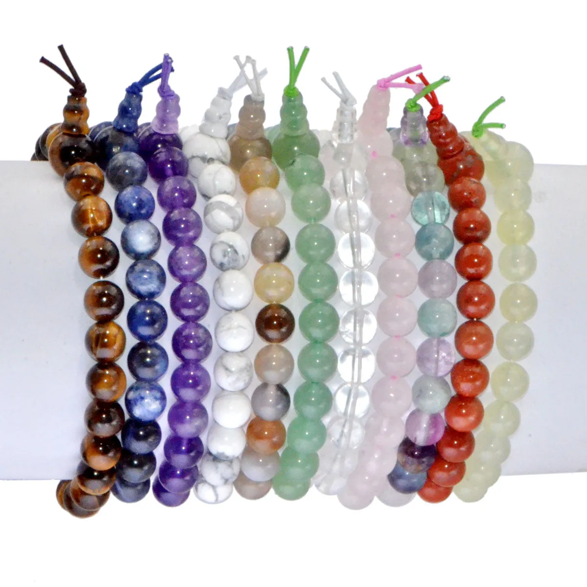 Natural Gemstone Beads Buddhist Prayer Yoga Meditation Wrist Rosary Bracelet 8mm