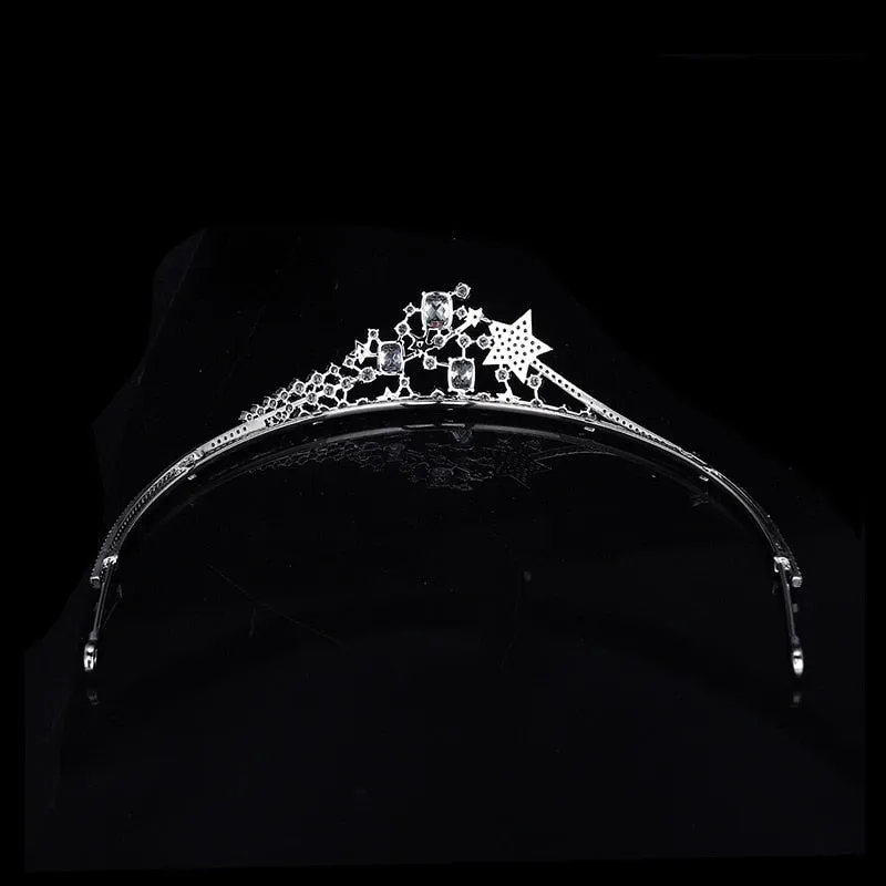 New Simple Wedding Tiara Bride Wedding Zircon Star Crown Princess  Hair Accessories Birthday Crown HT21022