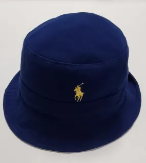 Nwt Polo Ralph Lauren Navy Blue Small Yellow Pony Bucket Hat