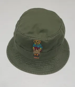 Nwt Polo Ralph Lauren Olive Hiking Bear Bucket Hat