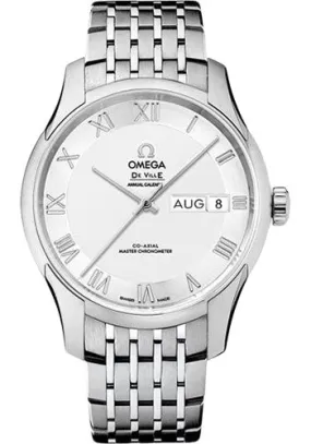 Omega De Ville Hour Vision Co-Axial Master Chronometer Annual Calendar Watch - 41 mm Steel Case - Two-Zone -Silver Dial - 433.10.41.22.02.001