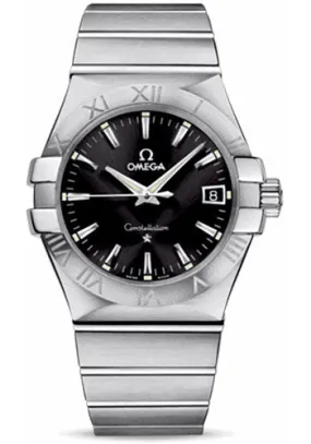 Omega Gents Constellation Quartz Watch - 35 mm Brushed Steel Case - Black Dial - 123.10.35.60.01.001