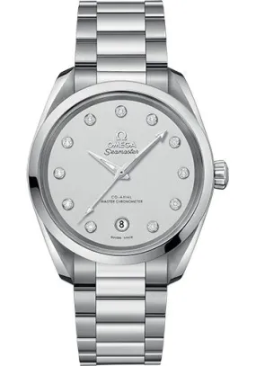 Omega Seamaster Aqua Terra 150M Co-Axial Master Chronometer Ladies Watch - 38 mm Steel Case - Silvery Diamond Dial - 220.10.38.20.52.001