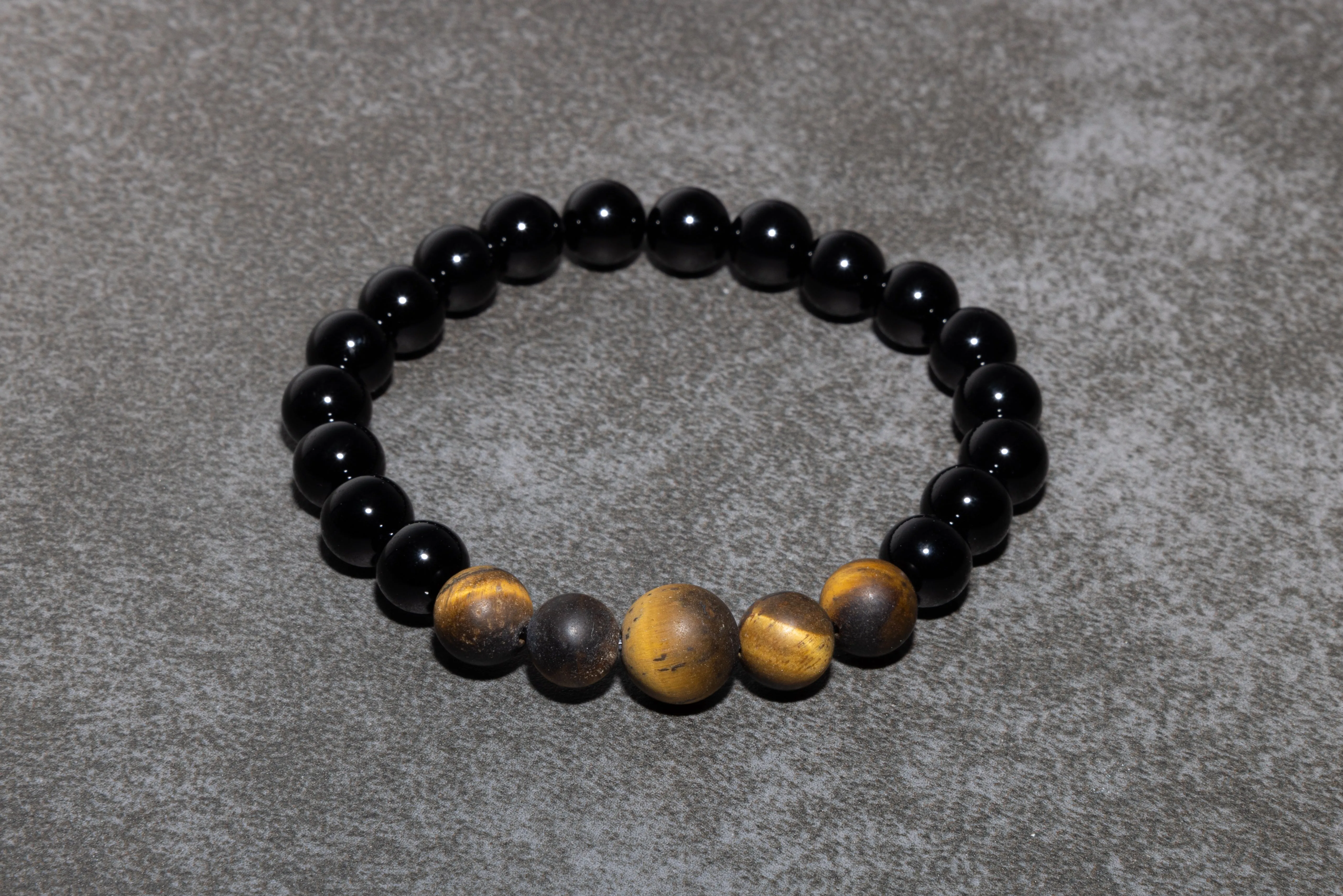 Onyx Gloss & Matte Tigers Eye Natural Gemstone Bracelet