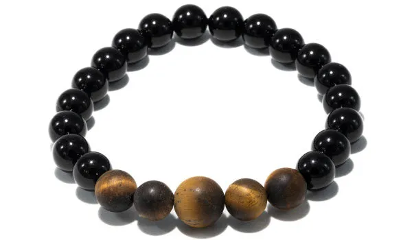 Onyx Gloss & Matte Tigers Eye Natural Gemstone Bracelet