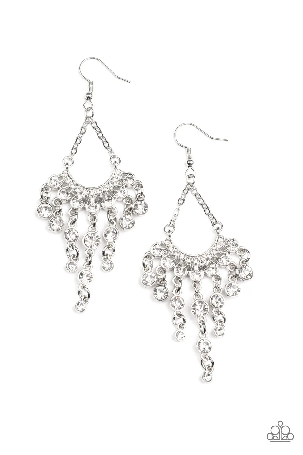 Open Door Jewelry - Commanding Candescence - White Earrings - Paparazzi Accessories