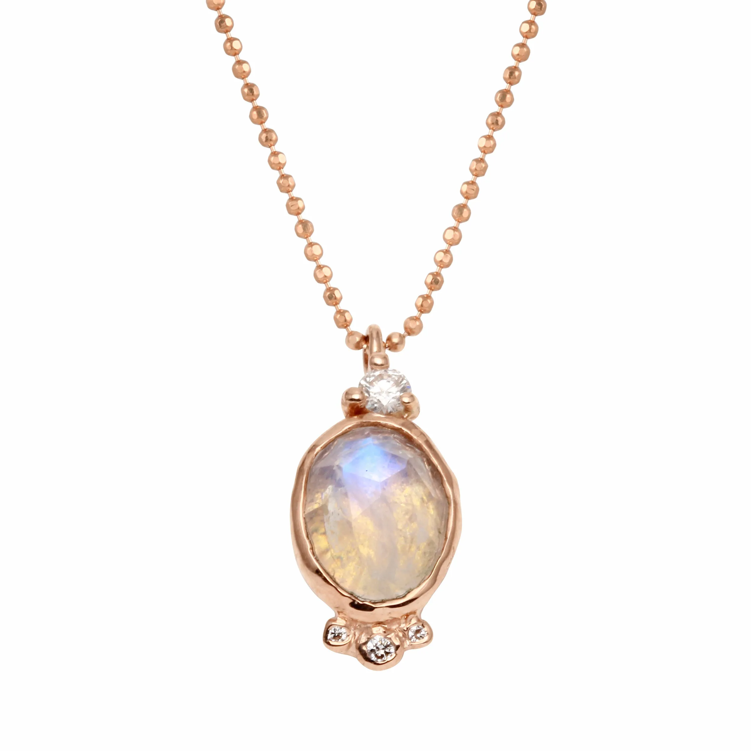 Oval Moonstone Necklace with Diamonds