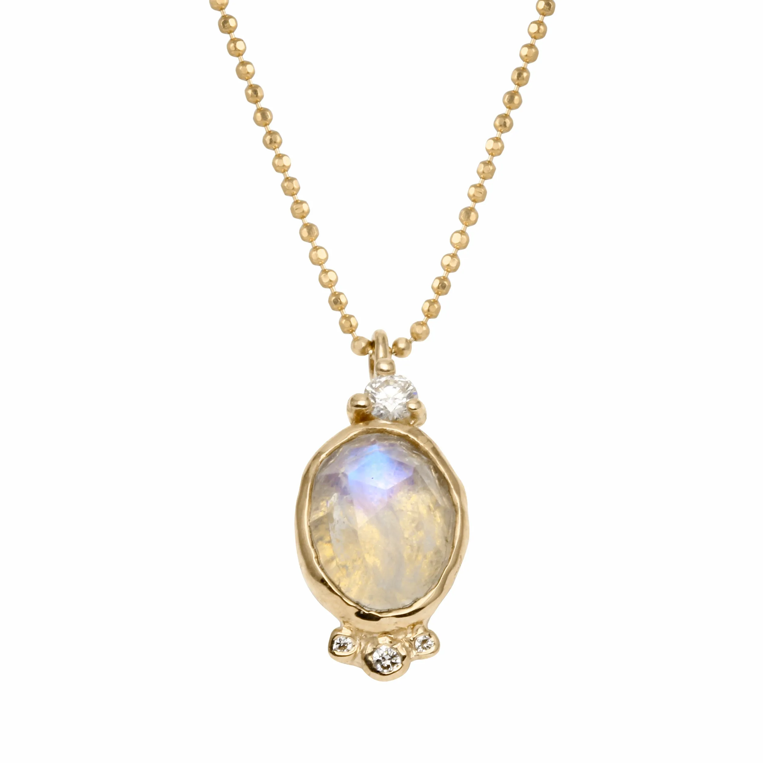 Oval Moonstone Necklace with Diamonds