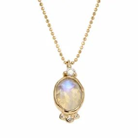 Oval Moonstone Necklace with Diamonds