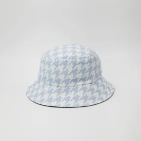 Pale Blue Houndstooth Bucket Hat