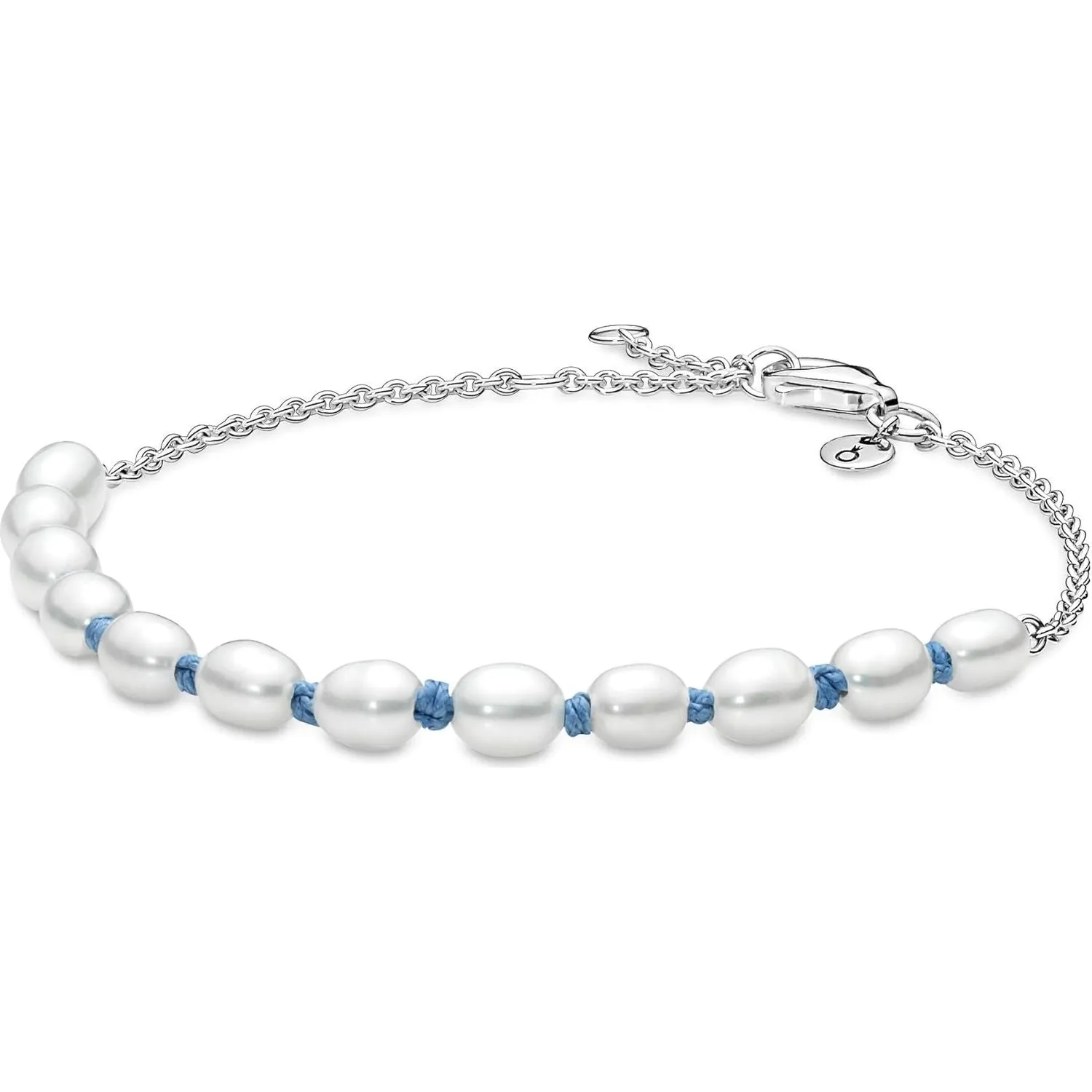 PANDORA JEWELS Mod. TREATED FRESHWATER CULTURED PEARL BLUE CORD - Size 18