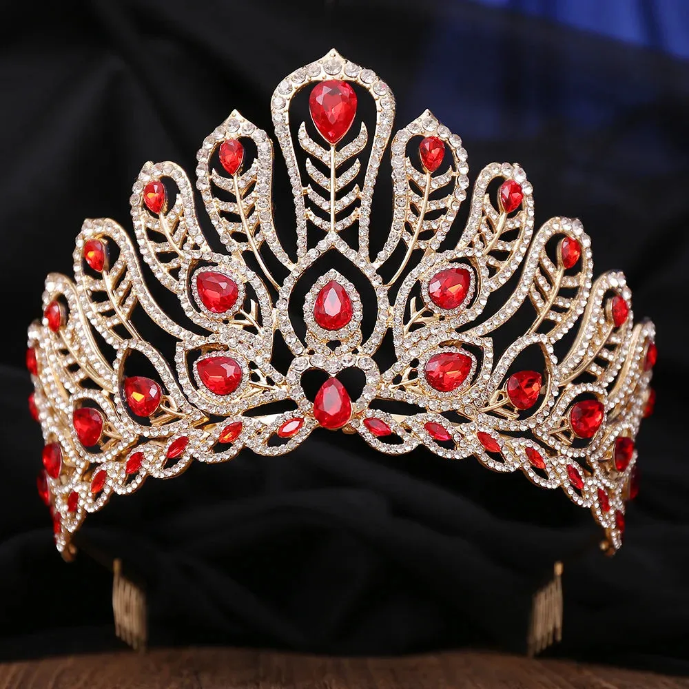 Peacock Crystal Rhinestone Tiara Crowns Party Costume Hair Jewelry Accessories