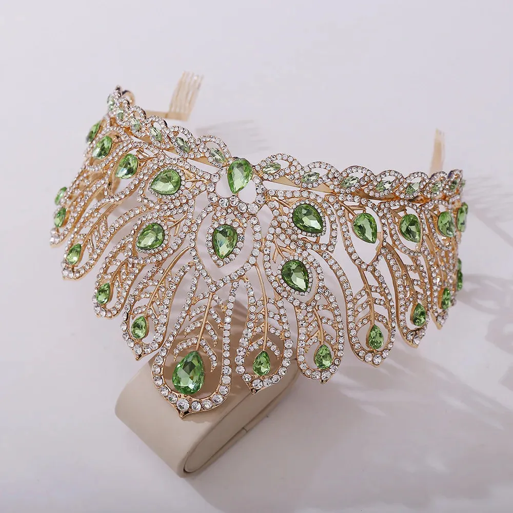 Peacock Crystal Rhinestone Tiara Crowns Party Costume Hair Jewelry Accessories