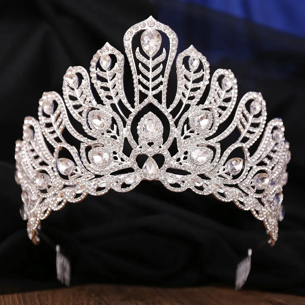 Peacock Crystal Rhinestone Tiara Crowns Party Costume Hair Jewelry Accessories