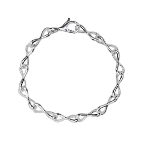 Polished Silver Interlocking Teardrops Link Bracelet