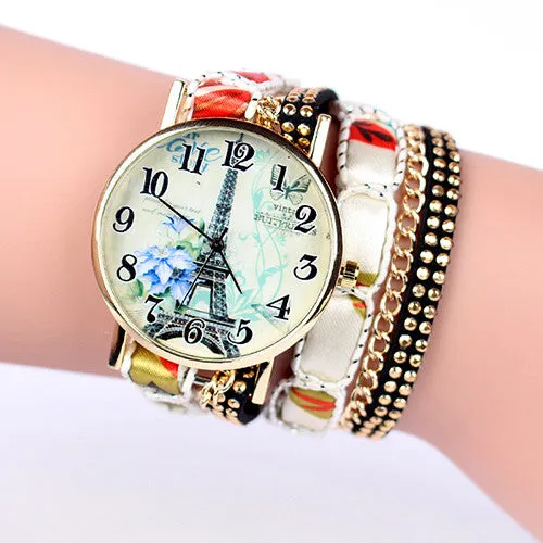 Popular fashion design iron tower Ladies Watches casual style bracelet watch women's apparel Geneva watch brand long chain