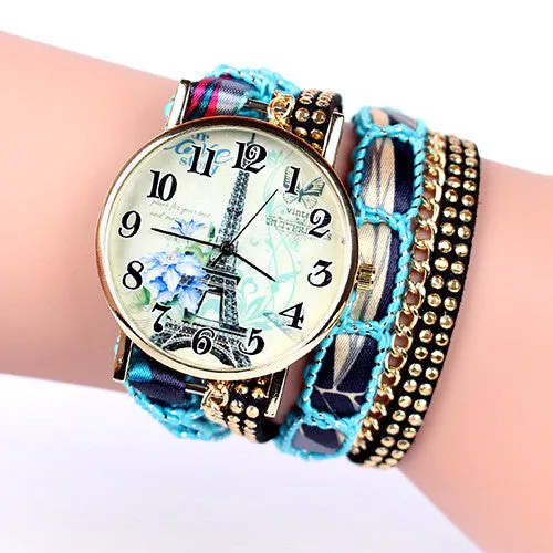 Popular fashion design iron tower Ladies Watches casual style bracelet watch women's apparel Geneva watch brand long chain