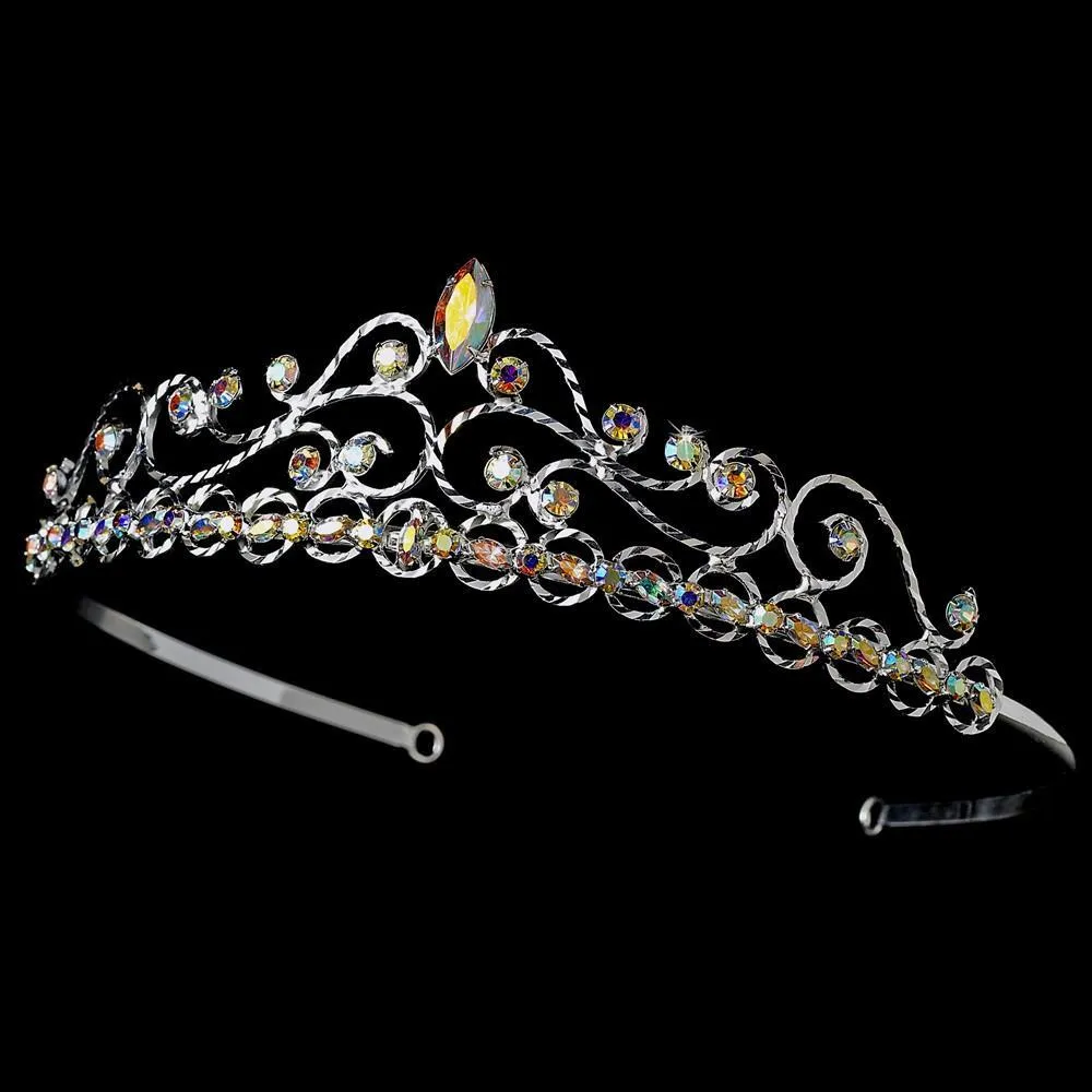 Pretty Silver Plated Crystal Bridal Tiara