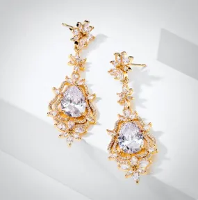 "Abby" - Cubic Zirconia Bridal Earrings - Available in Silver and Gold