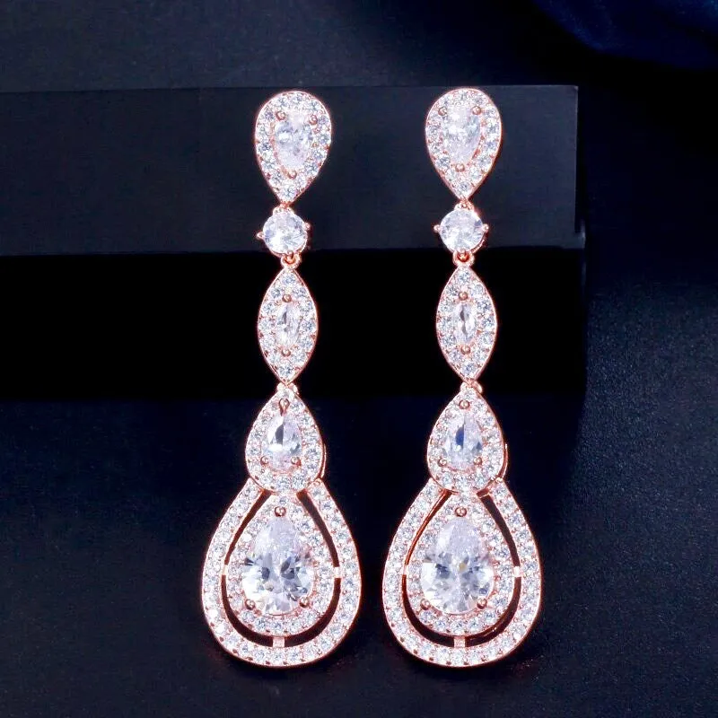 "Amalfi" - Cubic Zirconia Bridal Earrings - Available in Silver, Rose Gold and Yellow Gold