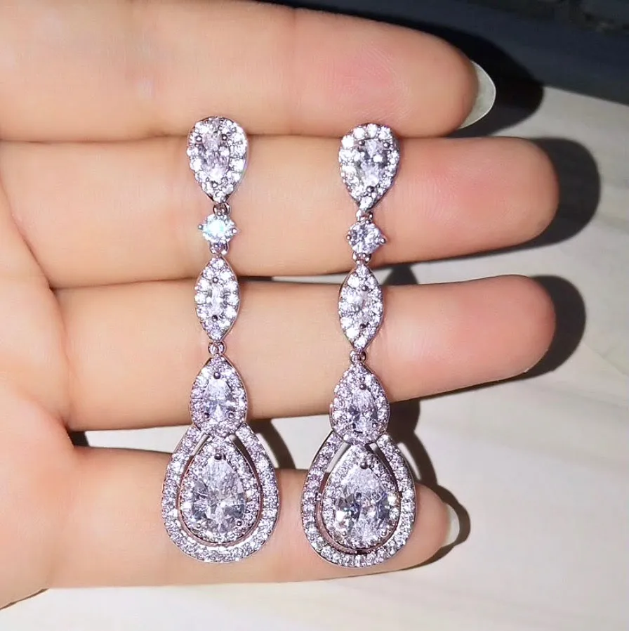 "Amalfi" - Cubic Zirconia Bridal Earrings - Available in Silver, Rose Gold and Yellow Gold