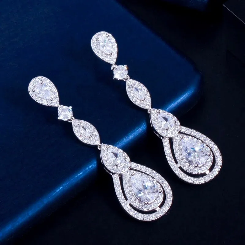 "Amalfi" - Cubic Zirconia Bridal Earrings - Available in Silver, Rose Gold and Yellow Gold