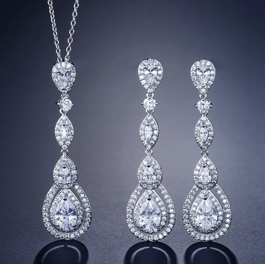 "Amalfi" - Cubic Zirconia Bridal Earrings - Available in Silver, Rose Gold and Yellow Gold