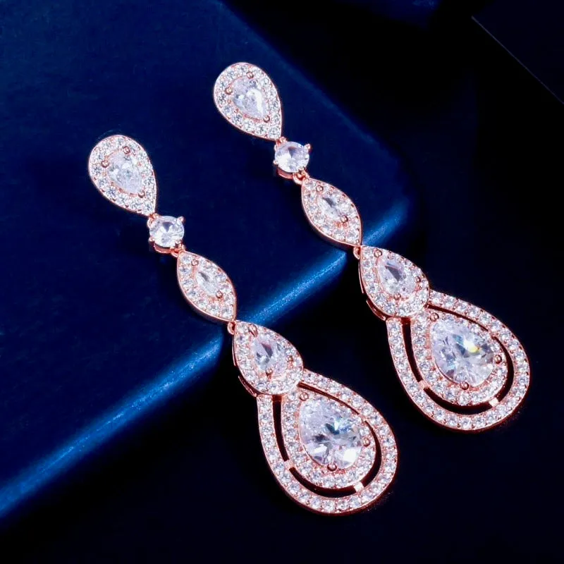 "Amalfi" - Cubic Zirconia Bridal Earrings - Available in Silver, Rose Gold and Yellow Gold