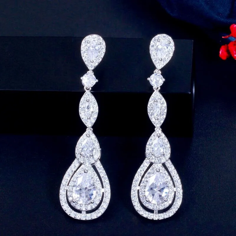 "Amalfi" - Cubic Zirconia Bridal Earrings - Available in Silver, Rose Gold and Yellow Gold