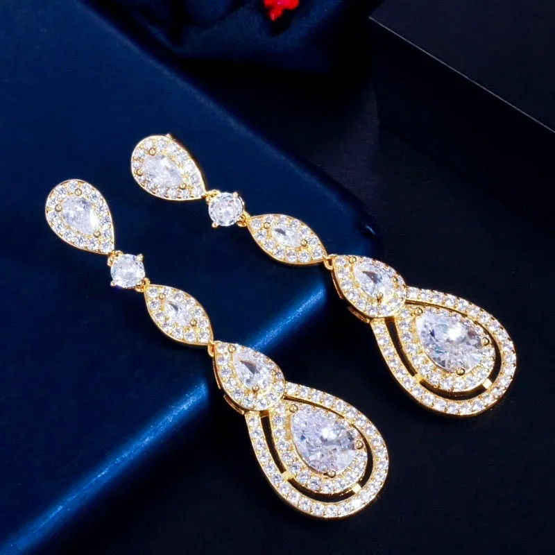 "Amalfi" - Cubic Zirconia Bridal Earrings - Available in Silver, Rose Gold and Yellow Gold