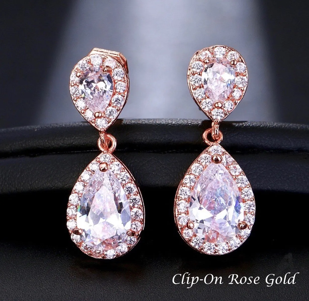 "Eniko" - Cubic Zirconia Bridal Earrings - Available in Silver, Rose Gold and Yellow Gold