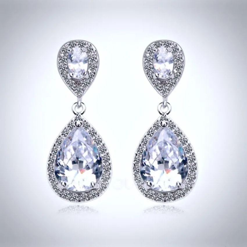 "Eniko" - Cubic Zirconia Bridal Earrings - Available in Silver, Rose Gold and Yellow Gold