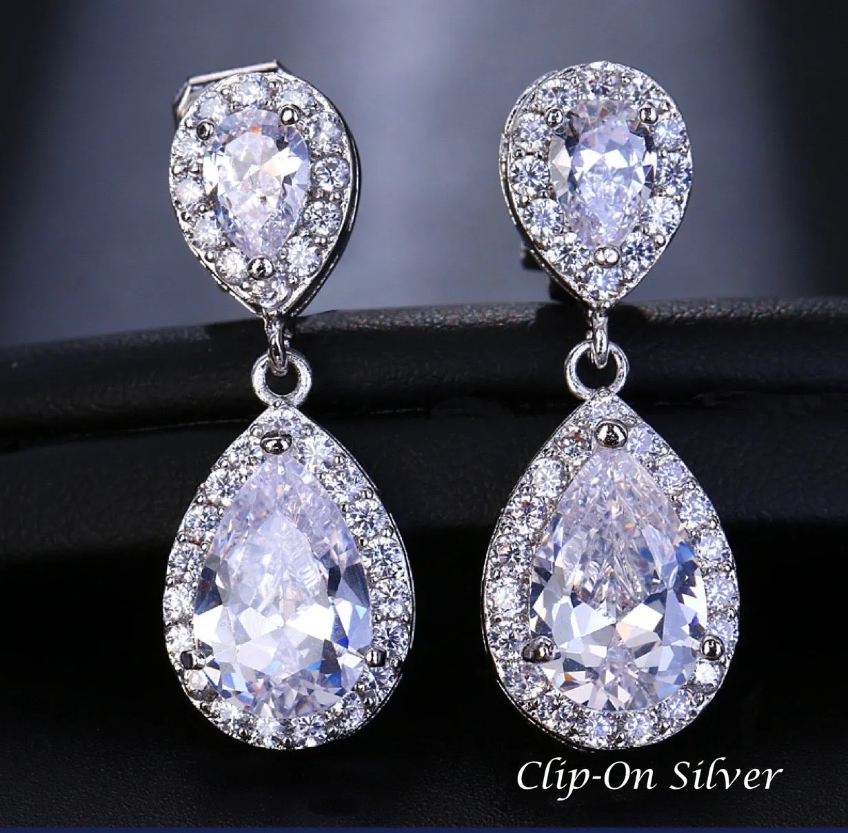 "Eniko" - Cubic Zirconia Bridal Earrings - Available in Silver, Rose Gold and Yellow Gold