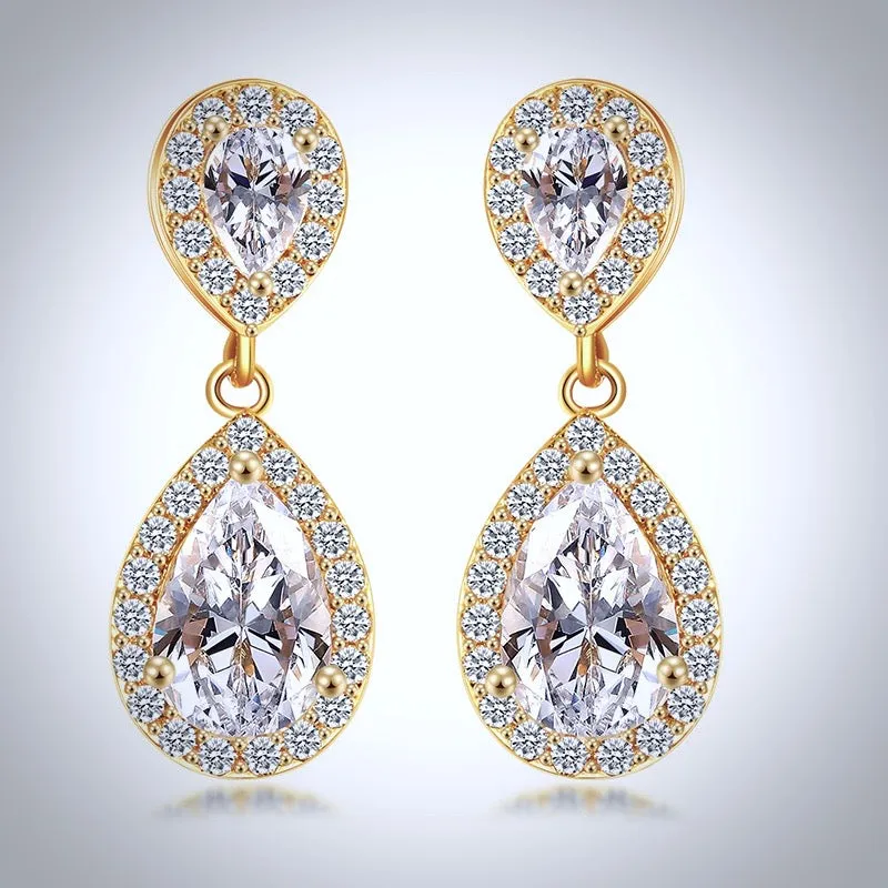 "Eniko" - Cubic Zirconia Bridal Earrings - Available in Silver, Rose Gold and Yellow Gold