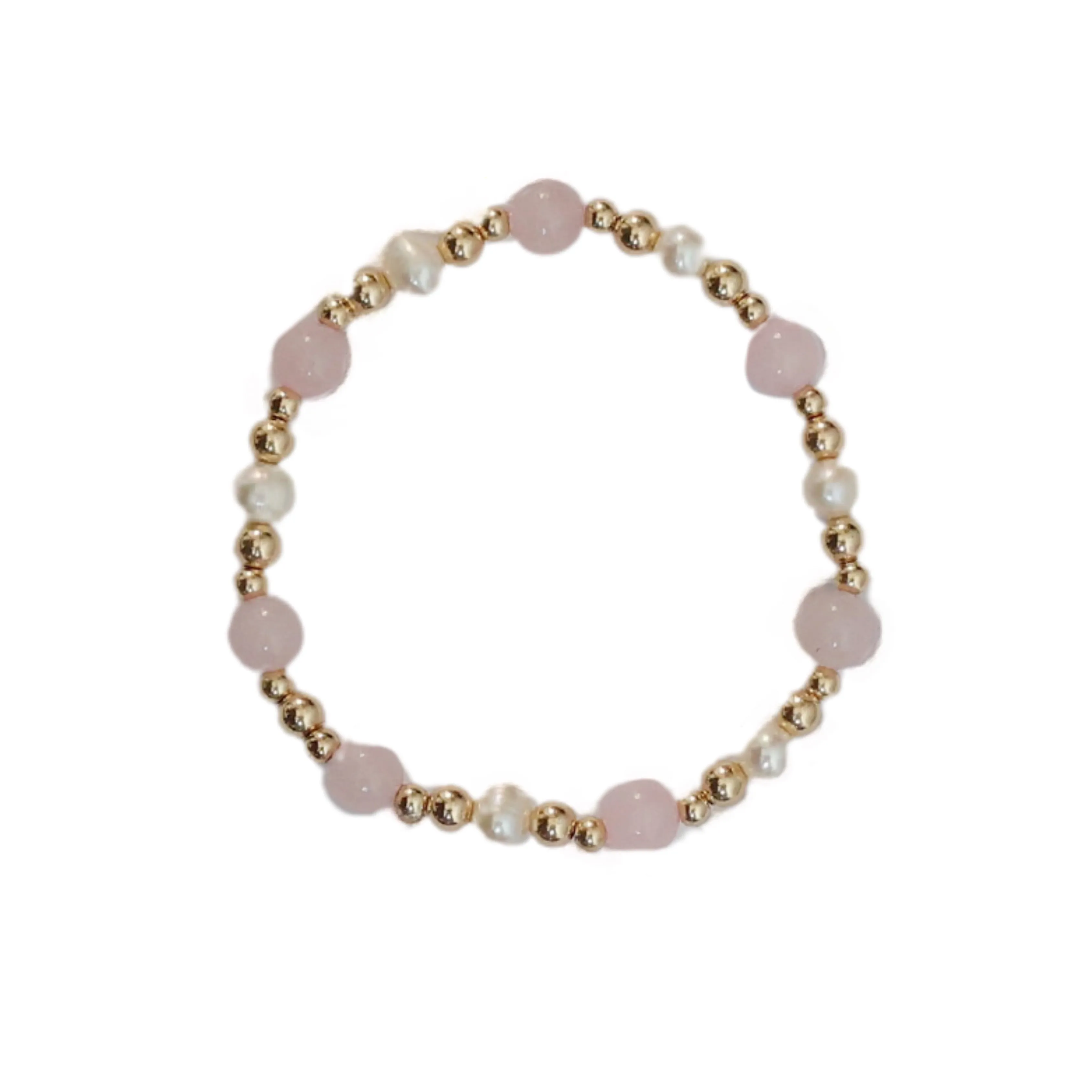 "LEELA" Rose Quartz and Gold Filled Ball beads Bracelet