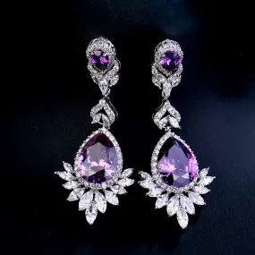 "Shelley" - Purple Cubic Zirconia Bridal Earrings