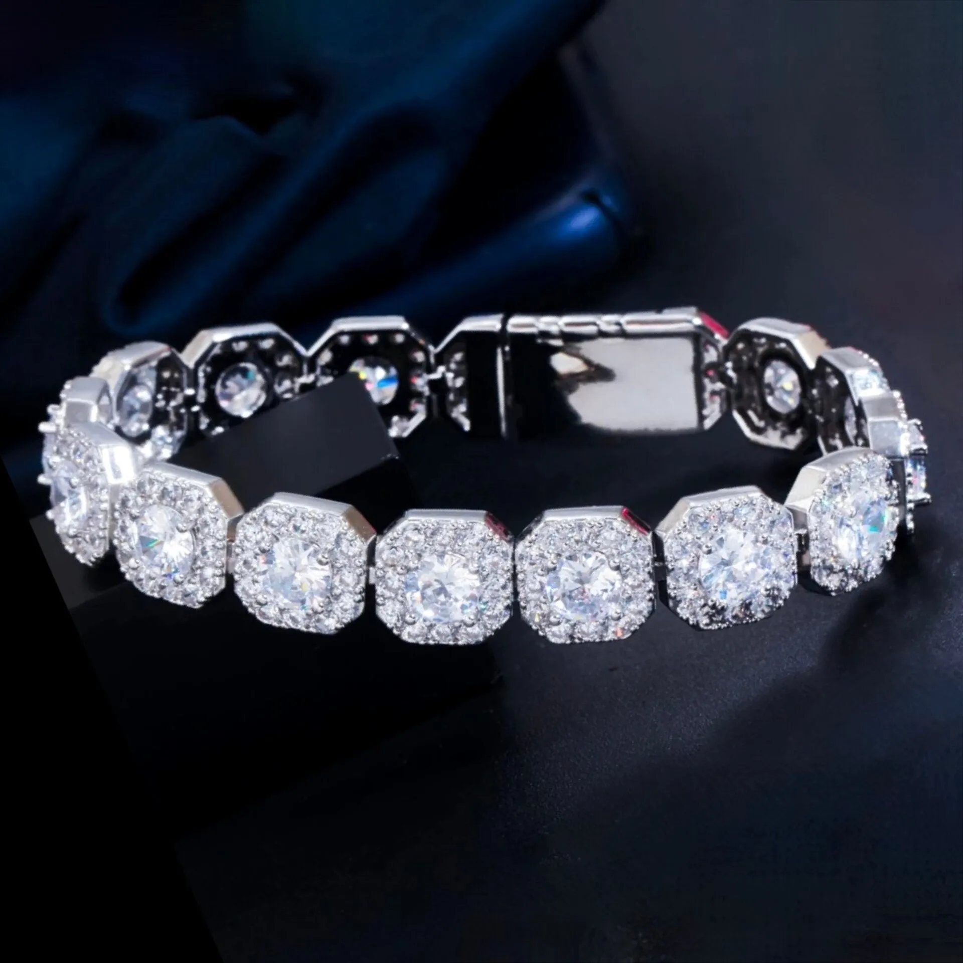 "Soraya" - Square Cubic Zirconia Bridal Bracelet