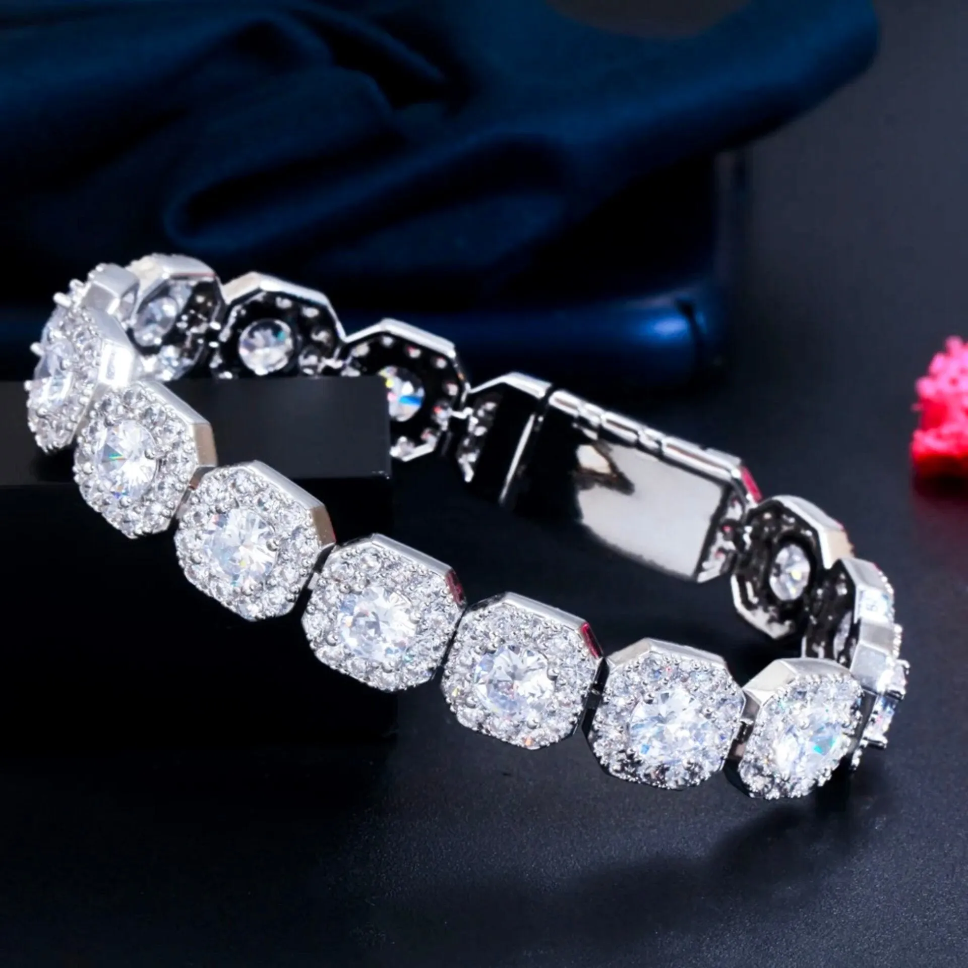 "Soraya" - Square Cubic Zirconia Bridal Bracelet