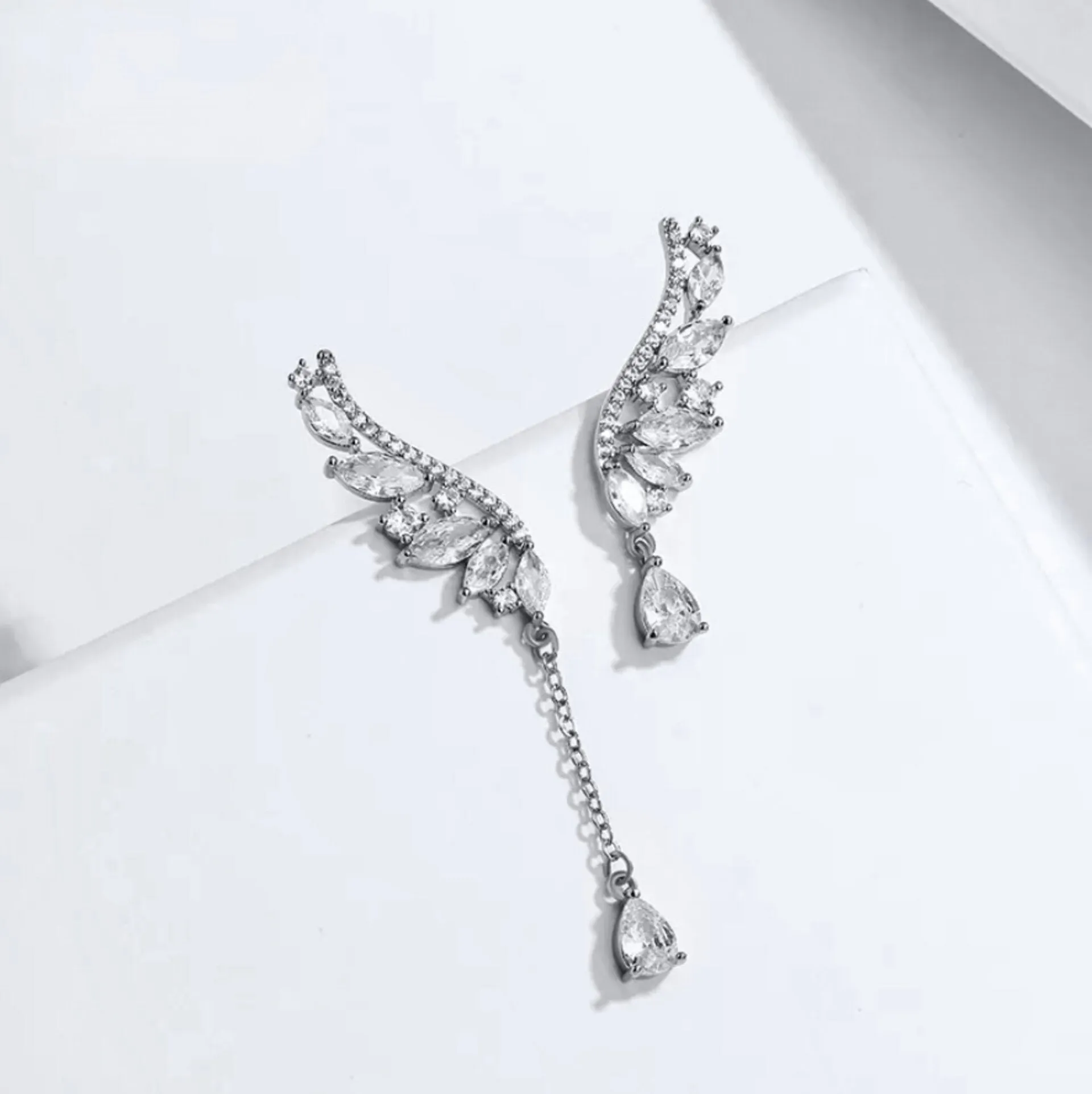 "Tully" - Asymmetric Cubic Zirconia Bridal Earrings