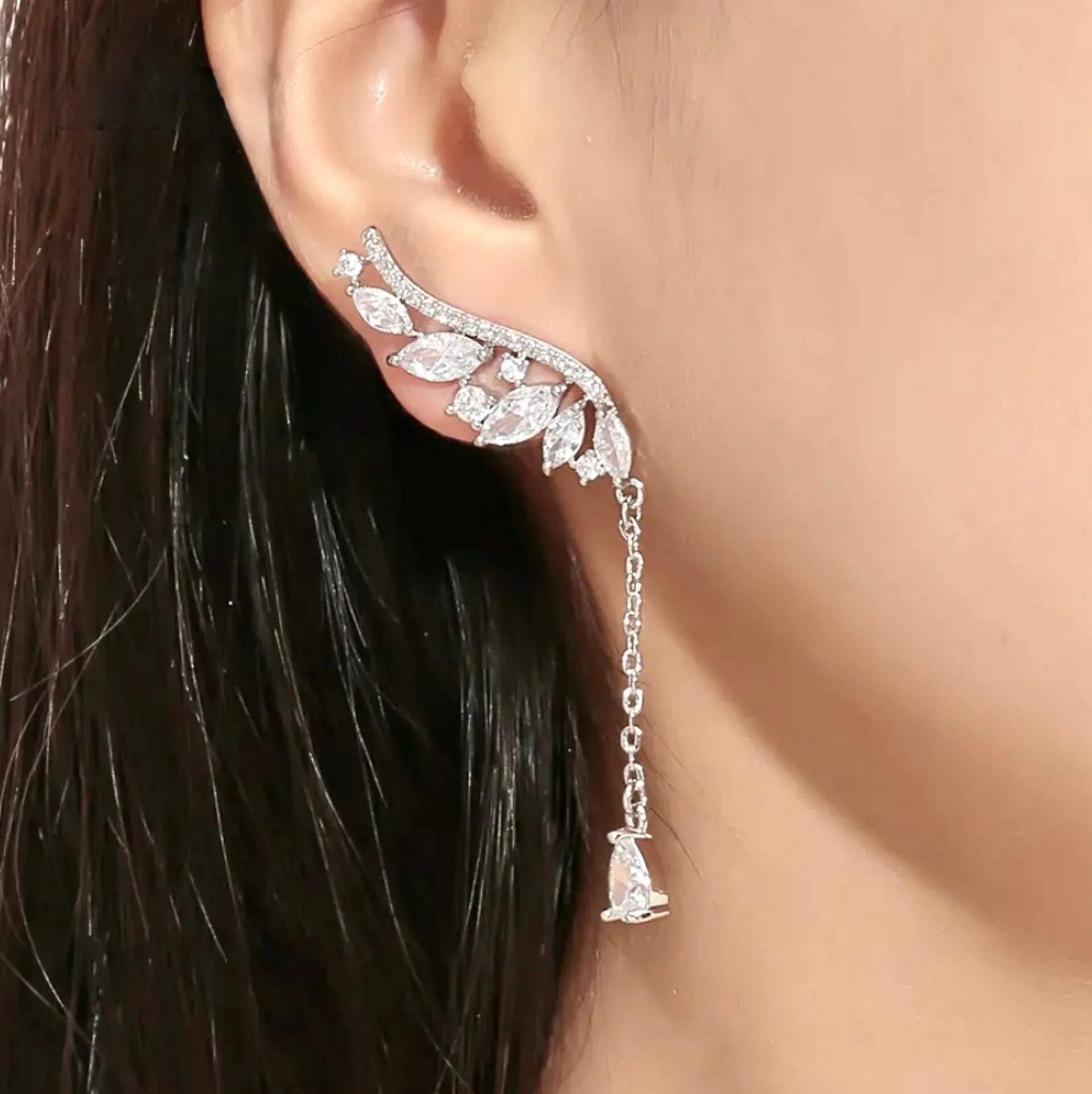 "Tully" - Asymmetric Cubic Zirconia Bridal Earrings