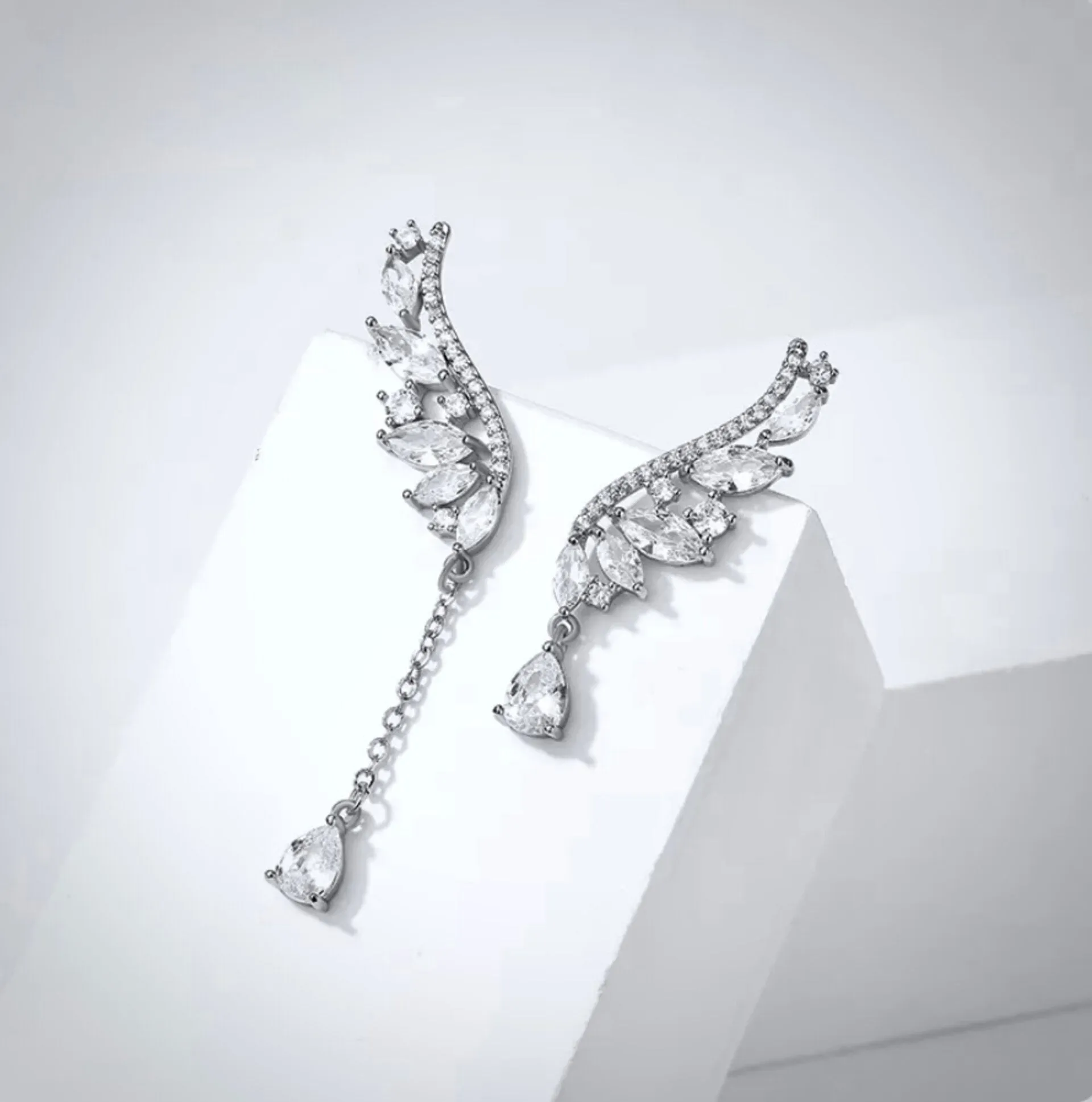 "Tully" - Asymmetric Cubic Zirconia Bridal Earrings