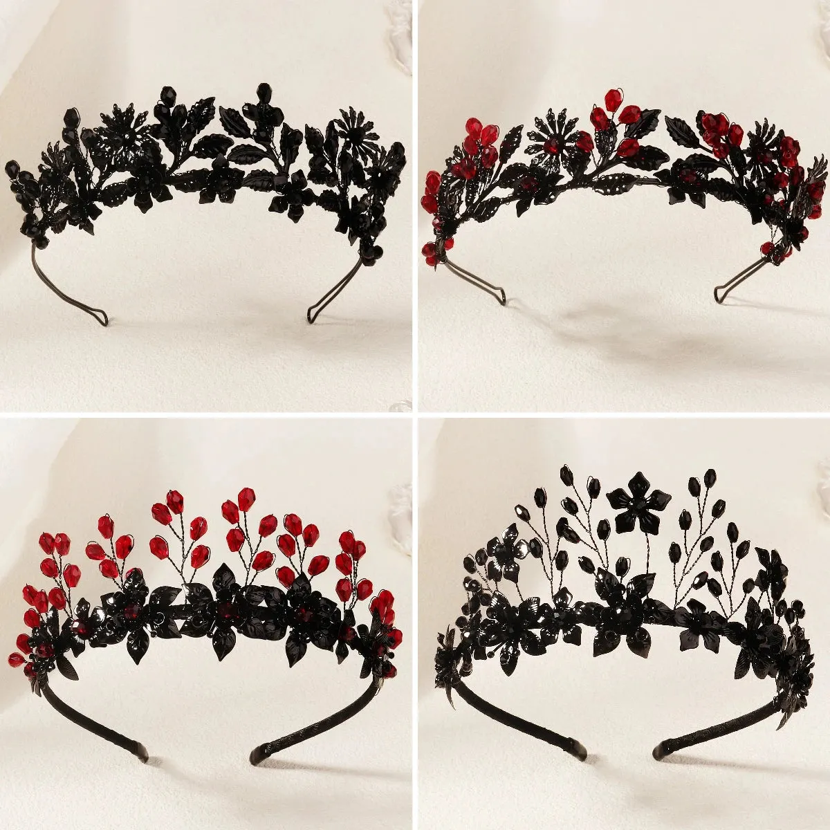 Red and Black Hair Band Headpiece Crystal Accessories