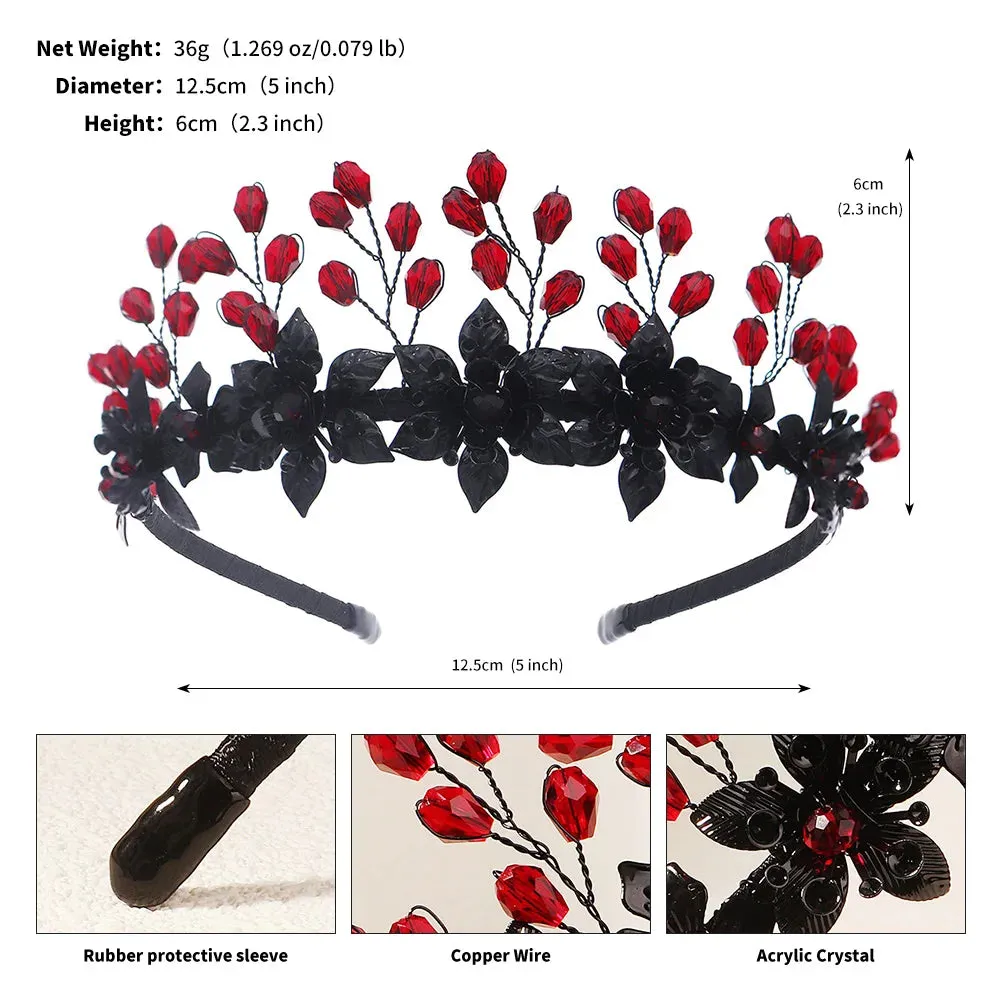 Red and Black Hair Band Headpiece Crystal Accessories