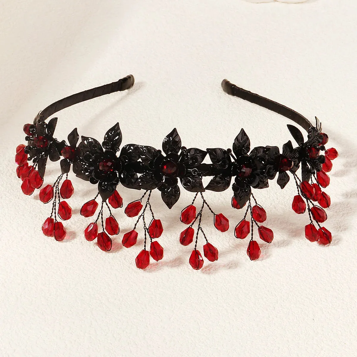 Red and Black Hair Band Headpiece Crystal Accessories